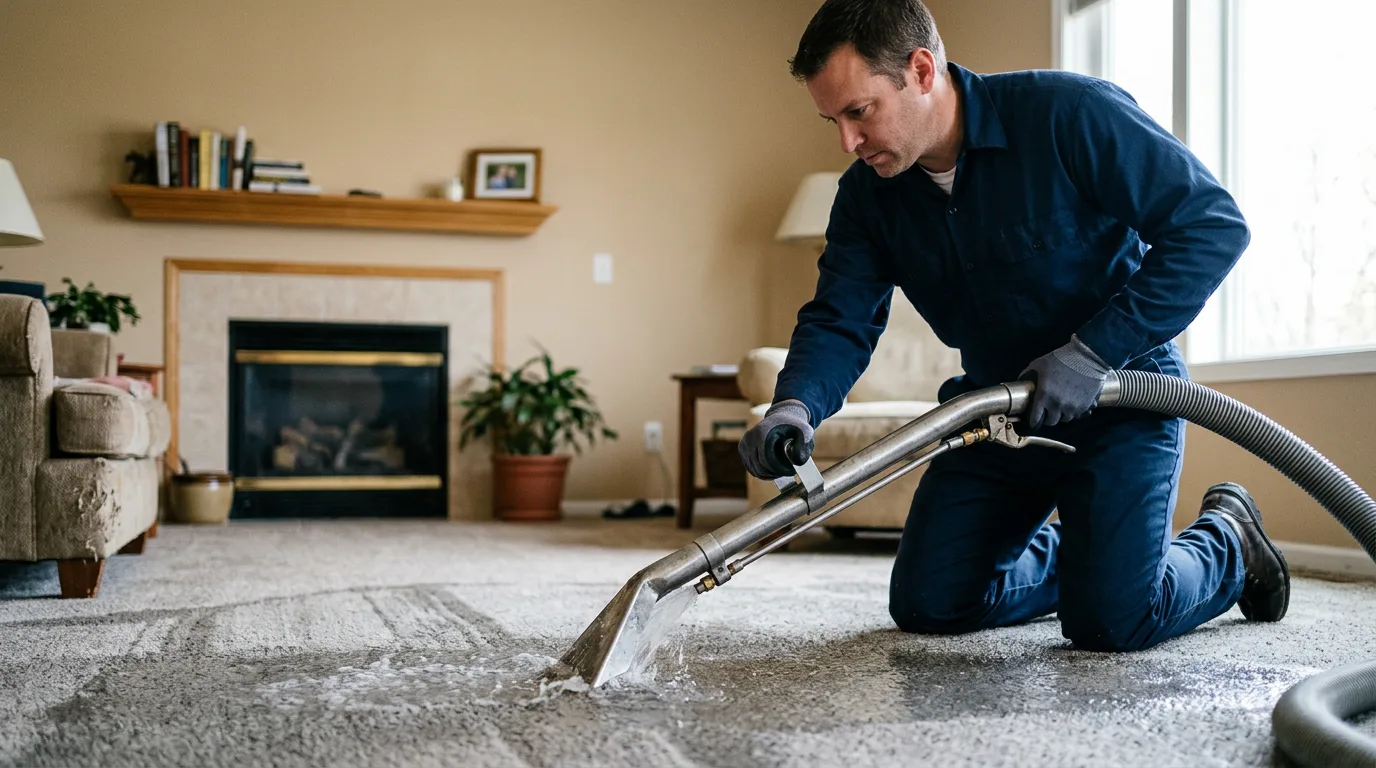 Water damage restoration technician working near Boron, CA